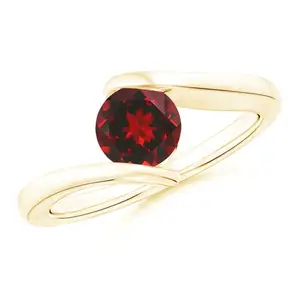 No Plated issue 18K Yellow Gold Plated Silver Red Garnet Women Engagement Ring Gemstone Birthstone Size 4-13