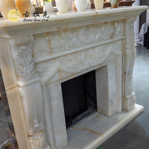 इनडोर सजावटी प्राकृतिक पत्थर फायरप्लेस चारों ओर संगमरमर गोमेद सफेद फायरप्लेस मेंटल - Product Image 6