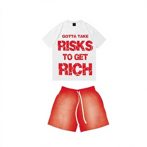 2024 Custom Summer Mens Rhinestone Quick Dry <b>Sweat</b> Short T Shirts Shorts Joggers 2 Piece <b>Set</b> - Product Image 2
