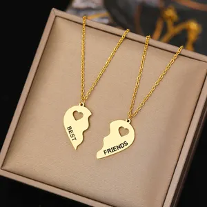 Colliers en acier inoxydable coeur romantique meilleurs amis bon ami amitié pendentifs 2 pièces/ensemble collier pour femmes bijoux cadeau