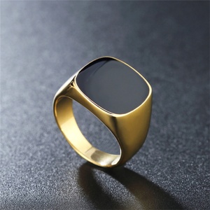 Minimalist Jewelry Stainless Steel square Black Oil Drip Jewelry <b>Rings</b> for Men - Product Image 4