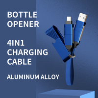 Ouvre-bouteille simple d'usine, câble de données portable 4-en-1, câble USB de charge rapide 3A 60W, transfert de données, promotionnel