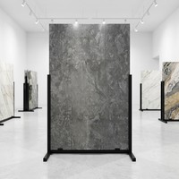 Dalle de marbre gris de Chypre, pierre naturelle turque, motif breccia anthracite, finition polie et brute pour comptoir, meuble-lavabo et revêtement de sol