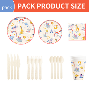 Platos de Papel para Fiesta DAMAI con Estampado de Animales, Juego de Vajilla Desechable para Fiesta de Cumpleaños Infantil con Platos con Borde Rojo - Product Image 5