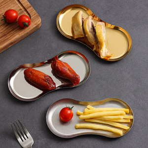 Plateau en acier inoxydable personnalisé en forme d'arachide pour café, boulangerie, hôtel, présentation de desserts, collations, décoration de bougies, <span class=keywords><strong>service</strong></span> - Product Image 5