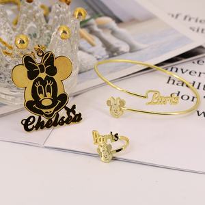 Joias personalizadas de minnie, conjunto de joias de personagem, colares de anel, pulseira personalizada, nome e colar, dropshipping - Product Image 1