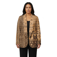 Blazer élégant et décontracté sur mesure pour femme, style polynésien, tribal, à manches longues et col rabattu, inspiré des tenues traditionnelles des Fidji