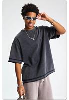 Camiseta de algodón 100% de alta calidad para hombre, de corte holgado, anti-bolitas, tejido de punto, lisa, para gimnasio y estilo urbano.