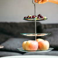 Support à gâteau pliable décoratif, support à fruits, support à gâteau à 2 étages avec support à cupcakes pliable arrondi