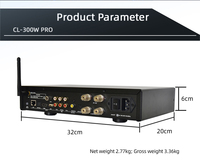 Amplificateur audio stéréo HiFi 420W avec entrée Phono RIAA, sortie HDMI ARC, sortie optique, sortie Woofer, AirPlay, DLNA pour vinyle domestique CL-300W PRO