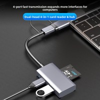 Adaptador de Lector de Tarjetas SD y TF con Hub USB3.0 4 en 1 de Doble Cabezal y Alta Velocidad, Apto para Computadora, Portátil, Teléfono, Unidad Flash USB