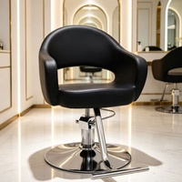 Fauteuil de Barbier Professionnel Inclinable Noir Hydraulique – Mobilier de Salon de Coiffure Minimaliste Moderne