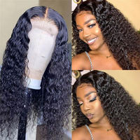 Peluca de Cabello Humano Rizado Brasileño con Ondas Profundas 250%, Frontal de Encaje HD 13x6, Pre-Desplumada, 30 Pulgadas, para Mujeres