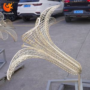 Escultura de flor pintada de acero inoxidable para exteriores, adornos decorativos de Metal abstractos de forma especial para paisaje verde de parque - Product Image 2