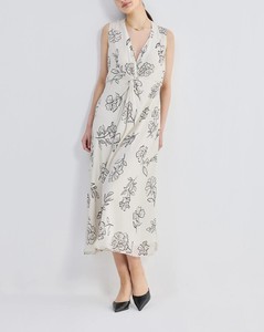 Black Vintage Sweet Floral Print Front-Tied Chiffon Breathable Washable Floor-Length Summer Autumn Spring Dress - Product Image 6