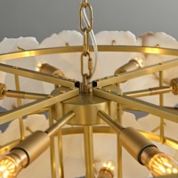 Lustre moderne en laiton blanc et albâtre, éclairage intérieur haut de gamme pour chambre à coucher, hôtel, salle à manger