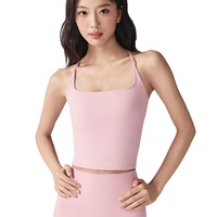 Soutien-gorge de sport antichoc à maintien élevé pour femme adulte avec bonnets fixes pour la course, le yoga et le fitness (type débardeur)