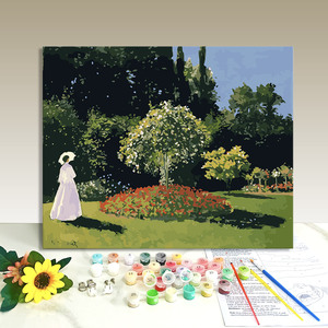 Peinture par numéros sans cadre pour femme dans un jardin, kits de peinture à l'huile numérique DIY sur toile, à peindre soi-même - Product Image 1