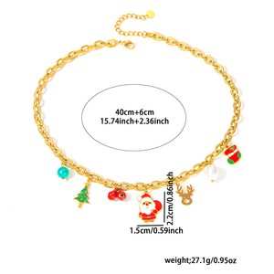 Venta al por mayor de acero inoxidable joyería de Navidad regalos Santa Claus ciervo árbol de Navidad encantos collar - Product Image 3