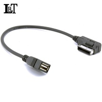 Cable Adaptador USB2.0 a Macho a Media en AMI MDI AUX para Unidad Flash para Automóvil Q5 / Q7 / A8 / A6 / S5 / A5 / A4L / A4 / A3, 0.3m Negro