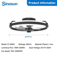 Ventilateur de plafond LED moderne haut de gamme OEM/ODM pour chambre à coucher, design créatif, 20 pouces, télécommande, variateur d'intensité, silencieux