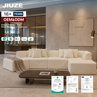Canapé modulaire sectionnel en velours nuage surdimensionné et moderne, en forme de L, avec mousse à mémoire de forme sans armature, aucun assemblage requis, pour salon