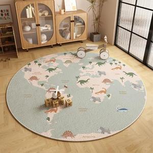 Alfombra Redonda Decorativa para el Hogar, Diseño de <span class=keywords><strong>Mapa</strong></span> del Mundo con Animales de Dibujos Animados, Alfombra Escandinava Antideslizante con <span class=keywords><strong>Mapa</strong></span> del Mundo, Alfombra Gruesa con Estampado - Product Image 6