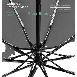 12-rib Thickened Extra-<b>large</b> Three-fold Fully-Automatic Logo <b>Umbrella</b> UV Protection Black Coating 190T Nylon Business Gift Sun - Product Image 4