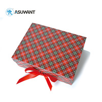 Luxuriöse Leere Magnetische Weihnachtsgeschenkbox mit UV-Beschichtung aus Recyclingmaterialien, Schleife und Faltschließe für Wein, Kerzen & Pralinen
