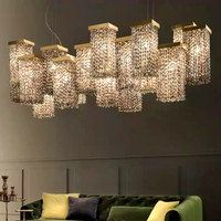 Lustre en cristal moderne en trois dimensions haut de gamme Bar éclairage décoration lustre rectangulaire Villa hôtel Restaurant LED