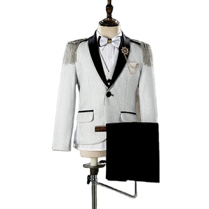 Ensemble de smoking <span class=keywords><strong>blanc</strong></span> classique de haute qualité pour garçons <span class=keywords><strong>Blazer</strong></span> brillant pour enfants Party Performance Wear - Product Image 1