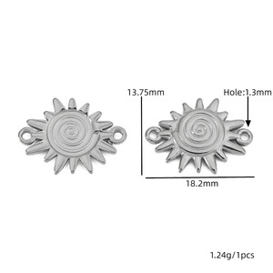 Connecteur pendentif soleil en acier inoxydable plaqué or 18 carats à double trou pour la fabrication de bracelets, composants de bijoux - Product Image 3
