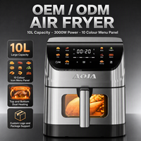 Friteuse à air chaud professionnelle 10L la plus vendue avec fenêtre transparente et 10 préréglages pour Pizza/Frites/Poulet | Arrêt automatique et protection contre la surchauffe