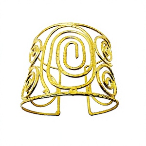Brazalete de Latón Ancho Clásico Chapado en Oro, Diseño Nuevo 2021, Hecho a Mano, Regalo para Mujer, Boda, Fiesta - Product Image 5