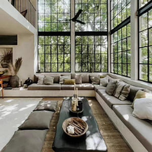 Puertas <span class=keywords><strong>de</strong></span> acero <span class=keywords><strong>de</strong></span> doble acristalamiento modernas, vidrio estriado, diseño negro, ventanas para exteriores, Hotel, rotura térmica, aislamiento acústico, <span class=keywords><strong>Pan</strong></span> <span class=keywords><strong>de</strong></span> acero - Product Image 3