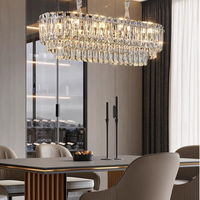 Lustre moderne de luxe à étages en cristal, hauteur réglable, taille moyenne, suspension LED pour salon, chambre et salle à manger