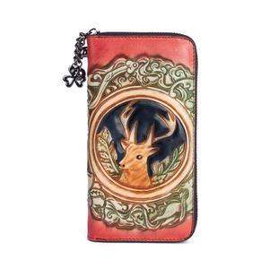 AndoBag Cartera Larga Vintage con Cabeza de Ciervo para Mujer, Cartera de Cuero Vacuno Genuino de Gran Capacidad, Monedero Tipo Clutch para Damas 88015 - Product Image 5
