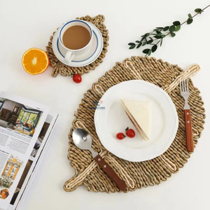 Natural <b>Woven</b> <b>Placemats</b> Round Corn Husk Leaf Shape Straw <b>Woven</b> <b>Placemat</b> Creative Coaster Bowl Mat Handmade Western <b>Placemat</b> - Product Image 3