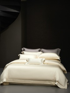 Luxury Beige 100% Egyptian Cotton 4 Piece Bedding <strong>Set</strong>, Soft Breathable <strong>Complete</strong> <strong>Bed</strong> <strong>Set</strong> with Duvet Cover, Fitted Sheet - Product Image 1