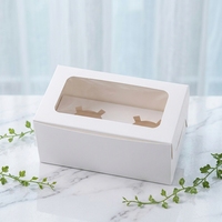 Boîte d'emballage en carton jetable pliable de qualité alimentaire pour gâteaux et donuts, avec fenêtre en PET et revêtement UV brillant, vente chaude