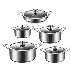Hot bán 10-mảnh thiết kế cổ điển Thép không gỉ <span class=keywords><strong>Cookware</strong></span> Set Non-Stick nấu ăn nồi với lớp phủ chịu nhiệt - Product Image 1