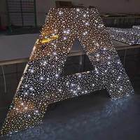 Tanda LED Langit Berbintang Stainless Steel Custom 3D Huruf Bercahaya untuk Toko Kantor Dinding Logo Merek