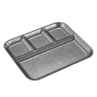 Plat de service vintage coréen en acier inoxydable pour sauce BBQ, avec compartiments intégrés pour assaisonnements, style vieilli, pour usage en restaurant