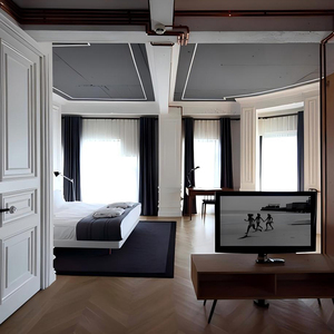 Ensemble de meubles de chambre d'hôtel en bois massif, service professionnel de décoration intérieure pour hôtels urbains et boutiques design, pour projets. - Product Image 3