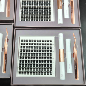Kit d'Extensions de <span class=keywords><strong>Cils</strong></span> DIY en Gros, Faux <span class=keywords><strong>Cils</strong></span> à Logo Personnalisé et Pré-Coupés en Grappes - Product Image 2