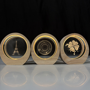 Forma ovalada de madera personalizado Mini LED Night Light Base Stand 3D Sistema <span class=keywords><strong>Solar</strong></span> Milkyway láser cristal regalo noche luz MH-F0629 - Product Image 6