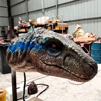 Équipement d'amusement, tête de dinosaure Velociraptor animatronique réaliste de haute qualité