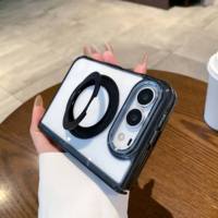 Étui de protection transparent magnétique rotatif avec anneau pour iPhone DUO, dégradé, antichoc, compatible avec les téléphones pliables