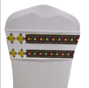 Maßgefertigte Äthiopische <span class=keywords><strong>Meskel</strong></span> / Tibeb-Stil Habesha Design Stuhlschärpen Stuhlbandagen für Hochzeiten und Veranstaltungen Eritrea Dekoration - Product Image 5