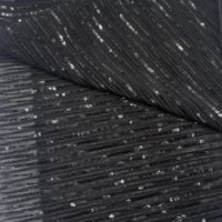 Tissu en maille froissée noire orné de paillettes |   100% polyester 145GSM pour robes de soirée, costumes de scène et tenues élégantes
